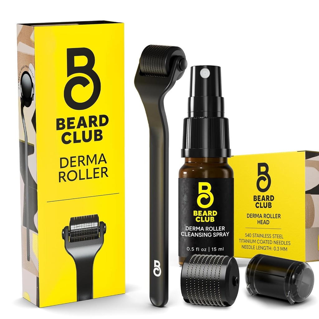 Beard Club Derma Valček, Čistenie sprej a výmena hlavy - brada valcov s čistiacim sprejom a náhradné hlavy