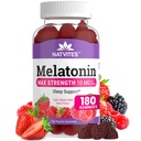 Melatonínové Gummy Max Strength 10mg Pektin Gummies, Pomáha s podporou spánku, Berry Flavor Gummy, 100% bez drog, 180 Počet (Pack of 1)
