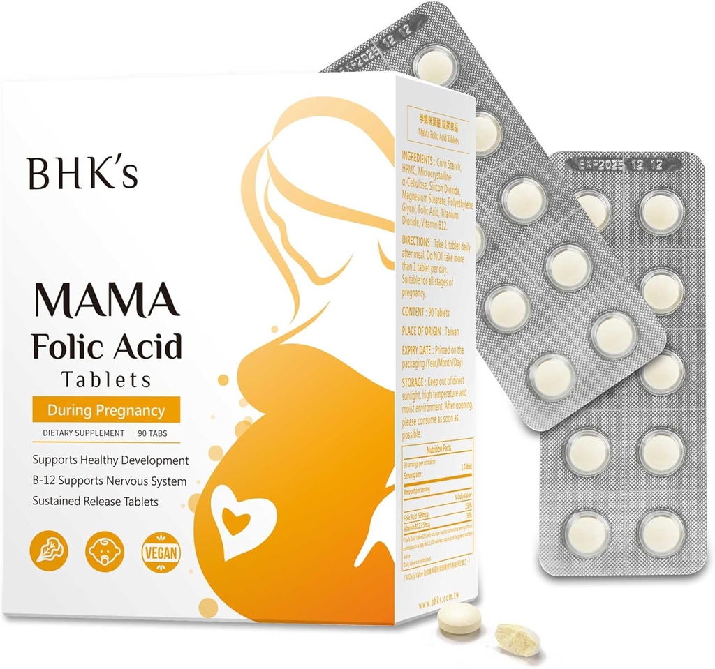 BHK kyseliny listovej, Predpoveď po tehotenstve, Podpora vývoja detského nervového systému, Základné vitamíny pre matku a dieťa, 90 tabliet