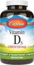 Carlson - vitamín D3, 2000 IU (50 μg), zdravie kostí, zdravie svalov, cholekalciferol, doplnky vitamínu D, mäkké gély vitamínu D3, 360 softgelov