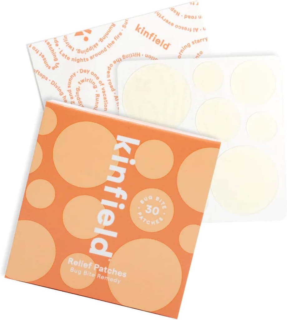 Kinfield Bug Bite Remedy Remedy Relief Patches - Hydrocolloid Skin Sothers Against Irch and Irritation - Cruelty, and Paraben Free - Vegan After Bite Treatment - 30 x Patches