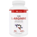 ML Naturals Pure L- arginín 1000 mg 180 Rastlinné kapsuly. Aminokyselina, oxid dusnatý stimulátor, a podporuje zdravie srdca, NSF-Certifikovaný & cGMP-Compliant.