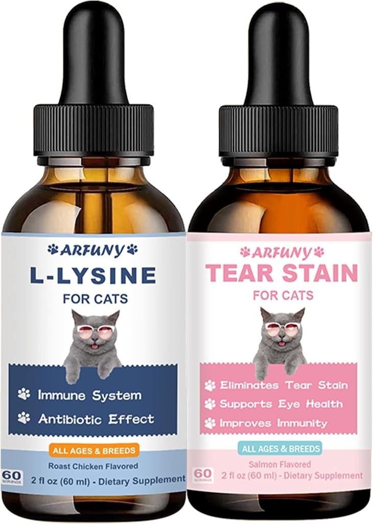 Lyzín pre mačky a tear odstraňovač škvŕn - Podpora normálnej vizuálnej funkcie, odstránenie škvŕn, studená úľava - Cat Respiration and Eye Infection Liečba pre Runny Nose a Vodnaté oči