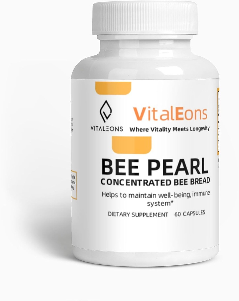 Včelí peľ - Včelí peľ, Propolis a kráľovská želé - Vitaleons Pearl - Každá perla má vitamíny, mikroelementy, polyfenoly a antioxidanty (Vegetariánska, 60 kapsúl)