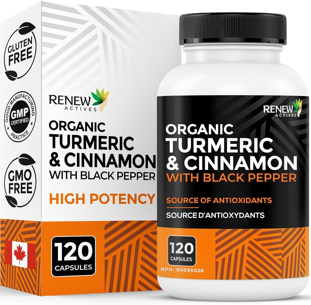 Renew Actives Organic Turmeric 474MG & škorica 50MG na 2 Kapsule 