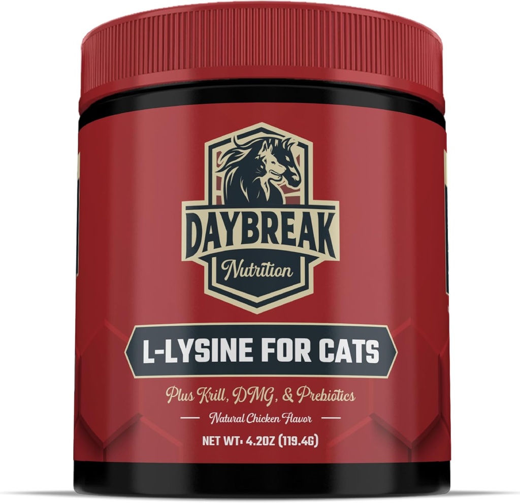 L-lyzín pre mačky a mačky - 900 mg Lyzínový prášok pre mačky pre imunitu a podporu dýchania - Cat Supplement with L-lyzín, Prebiotiká, Krill, & DMG pre imunitný systém, zdravie očí a sipot