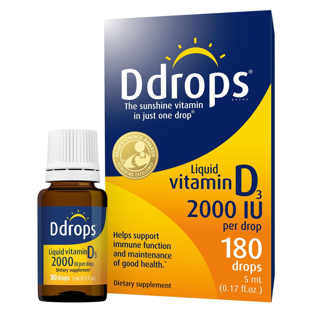 Drops Dospelí 2000IU 180 kvapky - Tekutý vitamín D3 doplnok, Podpora silné kosti a imunitný systém