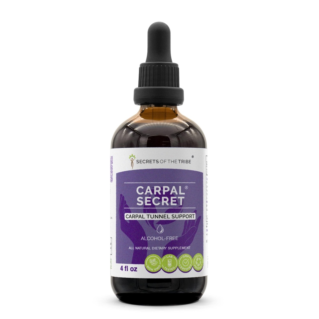 Secrets of the Tribe - Carpal Secret, Carpal Tunnel Support, Herbal Supplement Blend Drops Alcohol-Free Liquid Extract (4 fl oz)