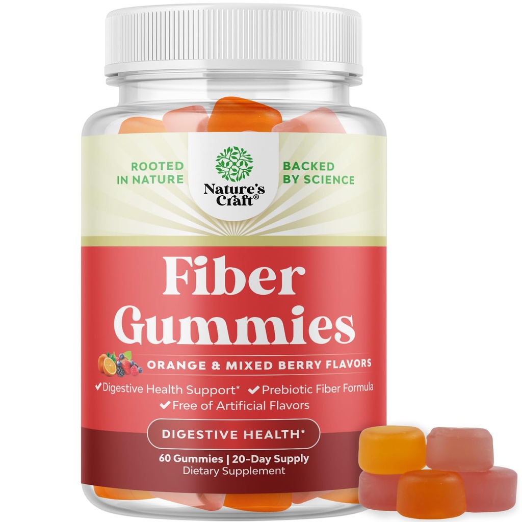 Chutné prebiotické Fiber Gummies pre dospelých - High Fiber Supplement Gummies Vitamíny pre dospelých s prebiotikom Rozpustný koreň čakanky pre imunitu a podporu trávenia - Non GMO Vegan Halal 60 Počet