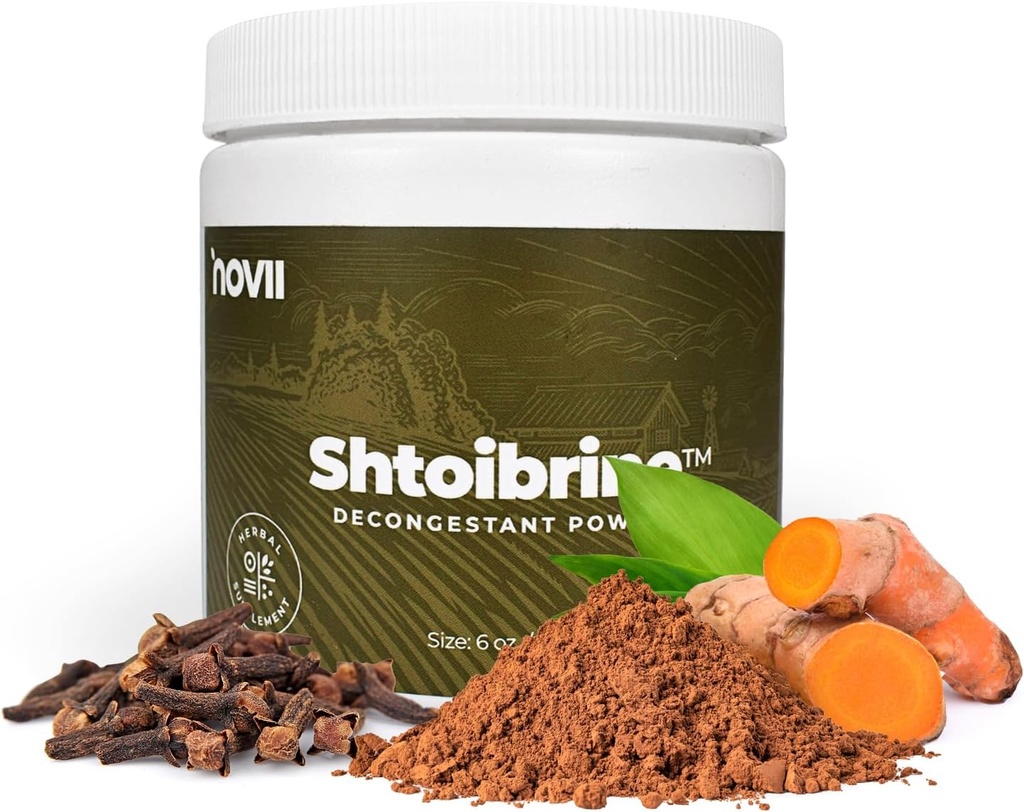 Novii Shtoibrie Dekongestant Powder for Sinus Relief 100% Natural Herbal Sinus Decongestant- Orálne prírodné Remedy pre kongescie a hlien Relief- Košer Certified Chest Decongestant - 6oz
