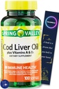 Cod Liver Oil Plus Vitamíny A & D3 Immune Health Dietary Supplement Softgels Jar Valley, 100 Gróf a záložka darček YOLOMOLO