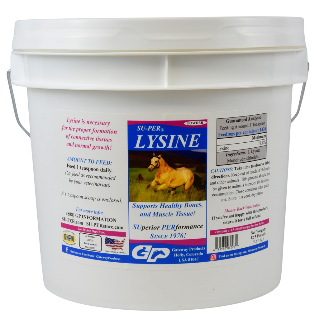 Su-PER Lyzín doplnok pre kone - podporuje zdravé kosti a svalového tkaniva - Equine Essential Amino Acid - 12,5 libra, 47 Mesiac dodávky