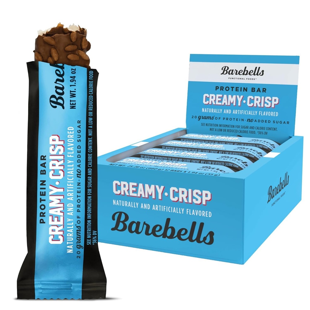 Barebells Proteínové tyčinky Krémové Crisp - 12 Gróf, 20g High Protein Treats - Chocolate Nutrition Bar with 1g Total Sugars - On-The-Go Breakfast or Post-Workout Snack