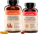 NatureWise Curcumin Turmerica 2250mg & Vitamín B komplex pre ženy a mužov - 150 Softgels Cellular Energy Mental Clarity Support
