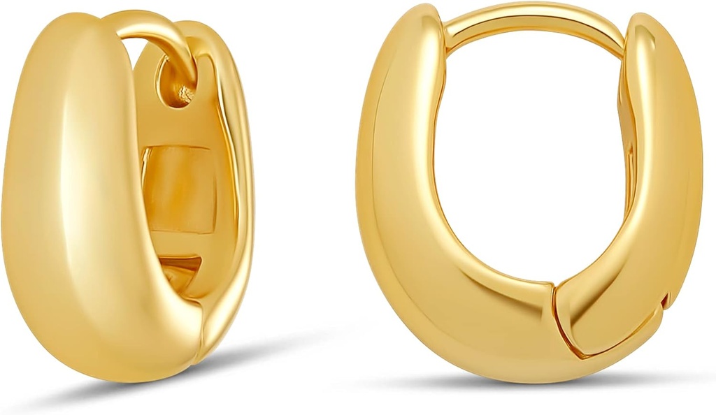 Essentials 14K Gold alebo Sterling Silver Plated Teardrop Huggie Hoop 12mm