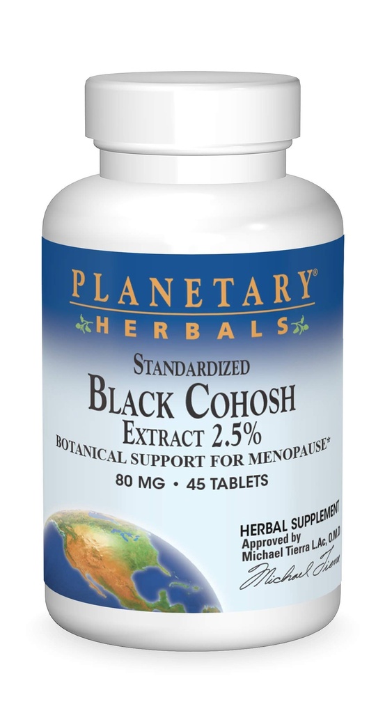 Planétové byliny Štandardizovaný čierny Cohosh extrakt 2.5 Tablety, počet 45