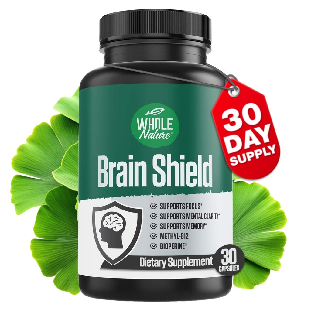 Nootropné nosiče mozgu - štít mozgu s Ginkgo Biloba, Alpha GPC a Bacopa Monnieri, vitamín B12, B3 - podpora Focus, pamäť a jasnosť, energetická a stresová úľava. (1)