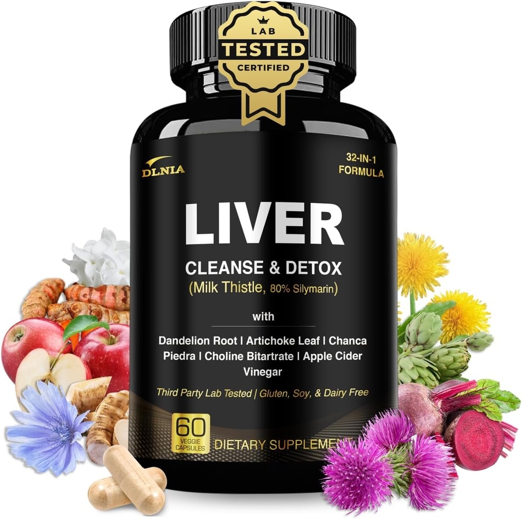 32 v 1 Pečeň čistenie Detox a opravy Formula s Apple Cider Ocot, Mlieko Thitle doplnok, Artičoky, púpava Root Supplement - Non-GMO a Vegan Bylinné Pečeň Podpora a oprava