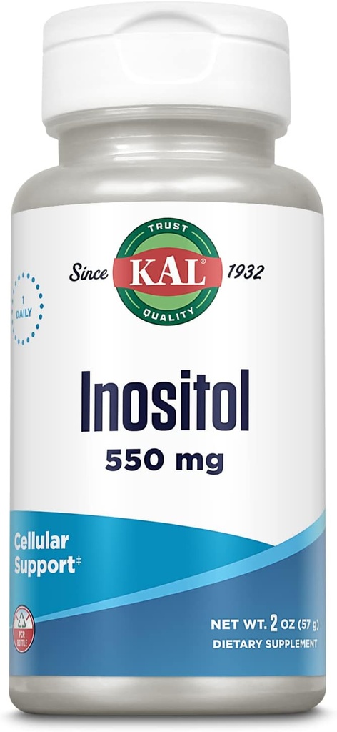 KAL Inozitol Powder 550mg, Brain Health, Nervový systém & Mood Suplement, Cellular Health Support, Enhanced Absorption Formule, Easy to Mix, Approx. 102 Služieb, 2 oz