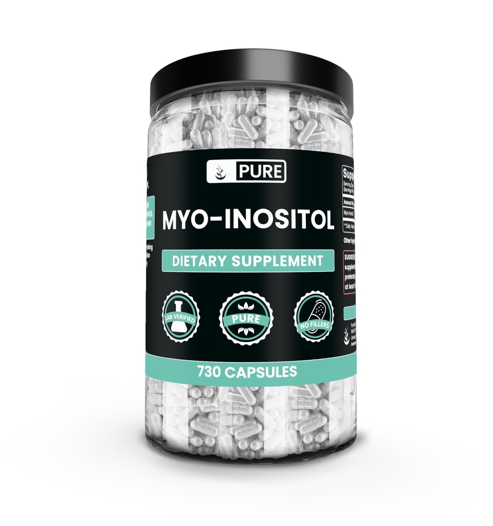 Pure Original Ingredients Myo-Inozitol (730 Kapsule) No Magnézium alebo ryžové plničky, Vždy Pure, Lab Overified