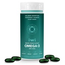 Iwi Omega-3, 30 Softgels (30 Servings), Vegan Plant-Based Algae Omega 3 s EPA + DHA, Celo-body podpora Dietary Supplement, Krill & Fish Oil Alternative, No Fishy Dochute