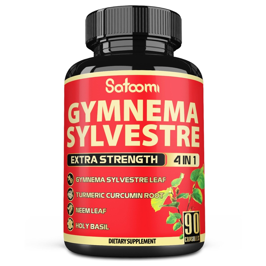 Satoomi Pure Gymnema Sylvestre Kapsule Extract - 90 Kapsule od 3-Month - V kombinácii s Neem Leaf, Holy Basil & Turmeric Curcumin Root