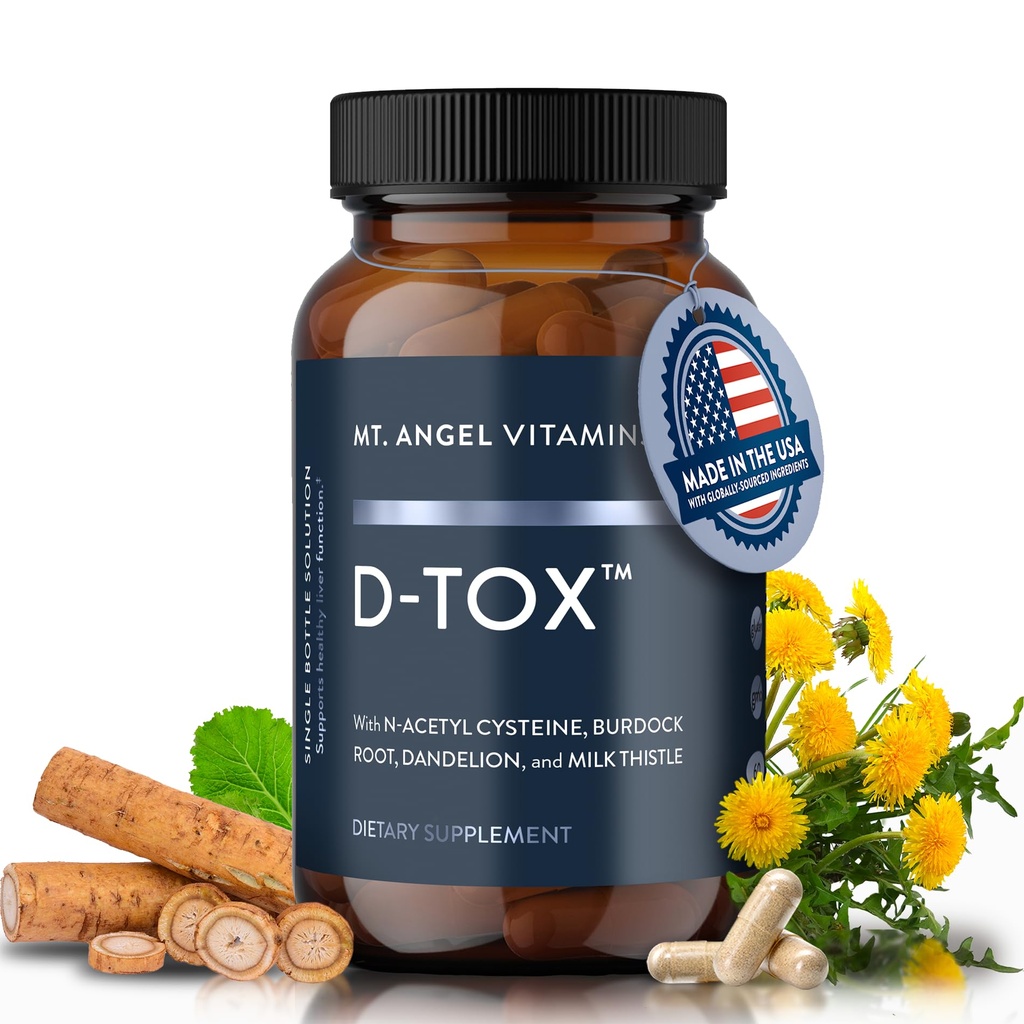 Anjel vitamíny D-Tox - Advanced Pečeň Cleans & Detox Repair Supplement, Podporuje mastné zdravie pečene a enzýmov Redukcia s mliekom bodliak, NAC, a púpava koreňov - 60 Kapsule