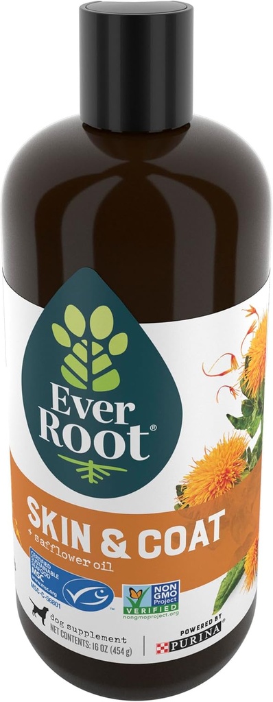 EverRoot pes starostlivosť o pleť Doplnky Purina, koža a koza pre psy olej s požltovým olejom - 16 oz. Fľaša