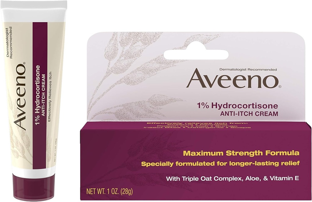 Aveeno 1% Hydrokortizón Anti svrbenie krém, Maximálna sila
