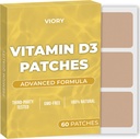 D3 Záplaty (Back of 60) - 100% Natural D Patch pre ženy a mužov - s vápnikom, horčíkom, K2 - Immune & Body Support - Rozšírená formula