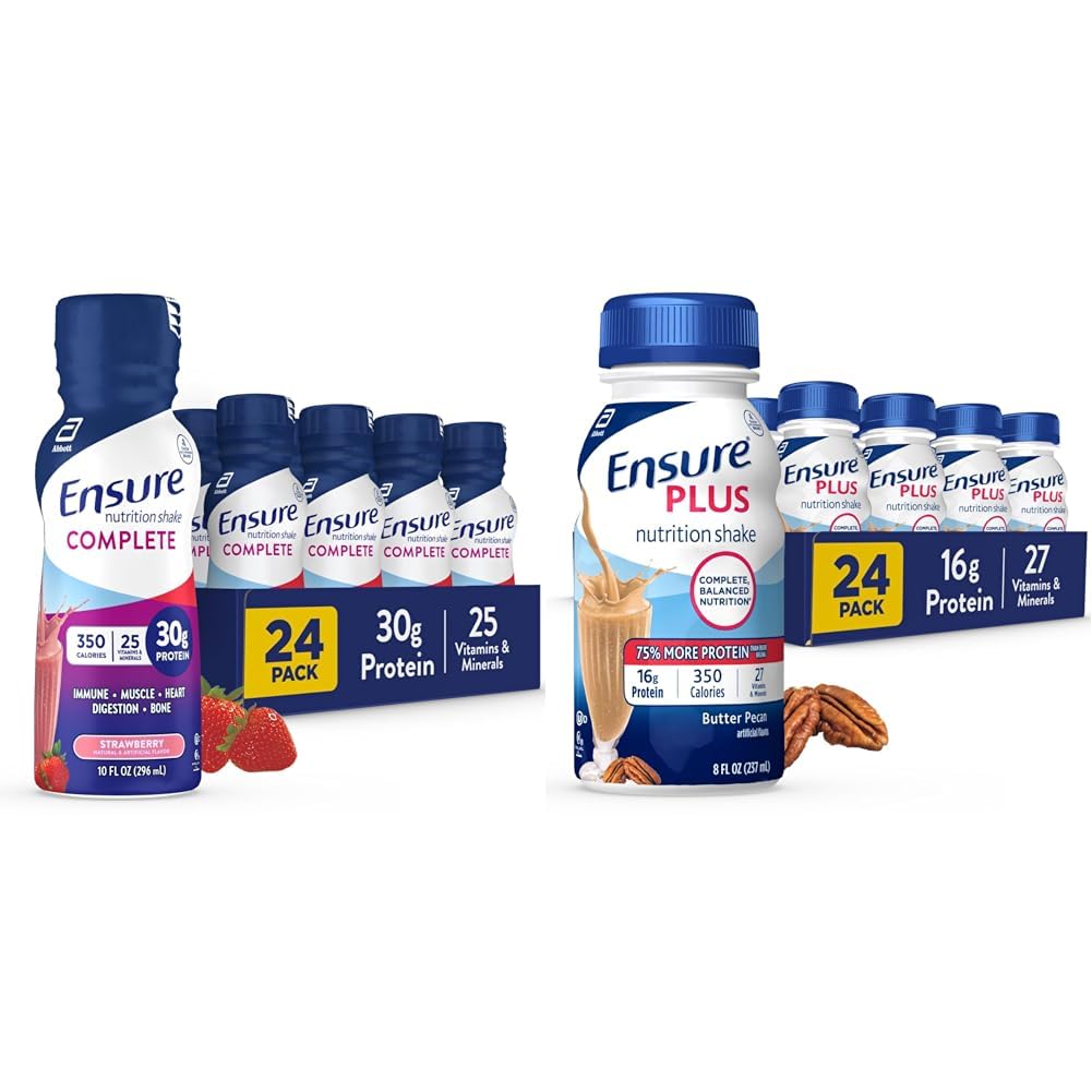 Uistite sa, COMPLETE Nutrition Shake, 30 g proteínu, náhrada jedla Shake, s nutrienty pre imunitné zdravie, Strawberry, 10 Fl Oz & Plus maslo Pecan Nutrition Shake, náhrada jedla Shake, 24 balenia