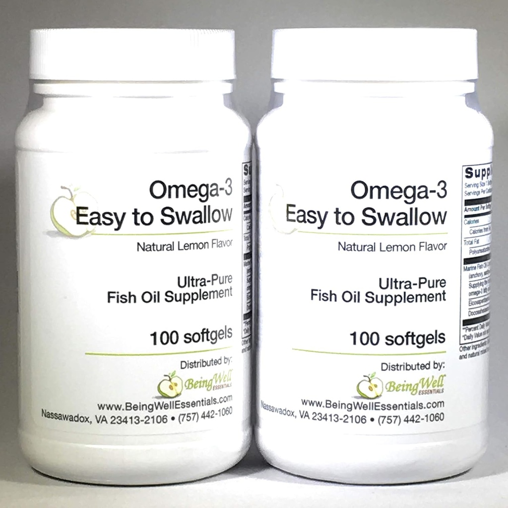 Omega-3 "ľahké prehltnúť" Ultra-čistý rybí olej doplnok Prírodné citrónová príchuť 200 Softgels by Omega 3 Ľahko prehĺtať