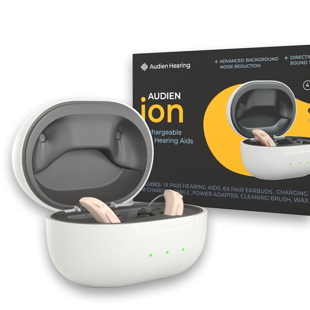 Audien Hearing ION Wireless Dobíjateľná OTC sluchová pomôcka, Premium Comfort Design & takmer neviditeľný