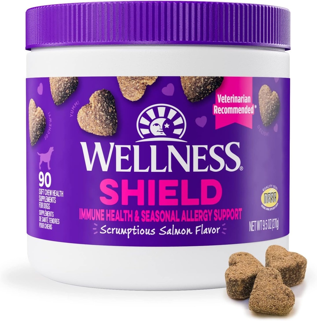 Wellness Salmon ochutený mäkký Chew Immune & Allergy Doplnky pre psy, 90 Počet