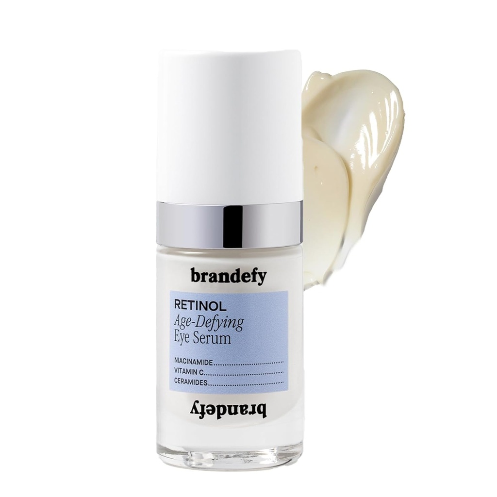 Brandefy Retinol + Niacínamid Anti-Aging Eye Serum - Pod očným krémom pre tmavé kruhy a vrásky - Peptid, kofeín, vitamín C E očný krém - vyrobené v USA (O.5 Oz)