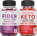 Atlantis Nutrition Sugar Free Prebiotic Fiber Gummies for Adults 2-Pack (120 Gummies) + Sugar Free Keto Apple Cider Ocogar 60 Gummies
