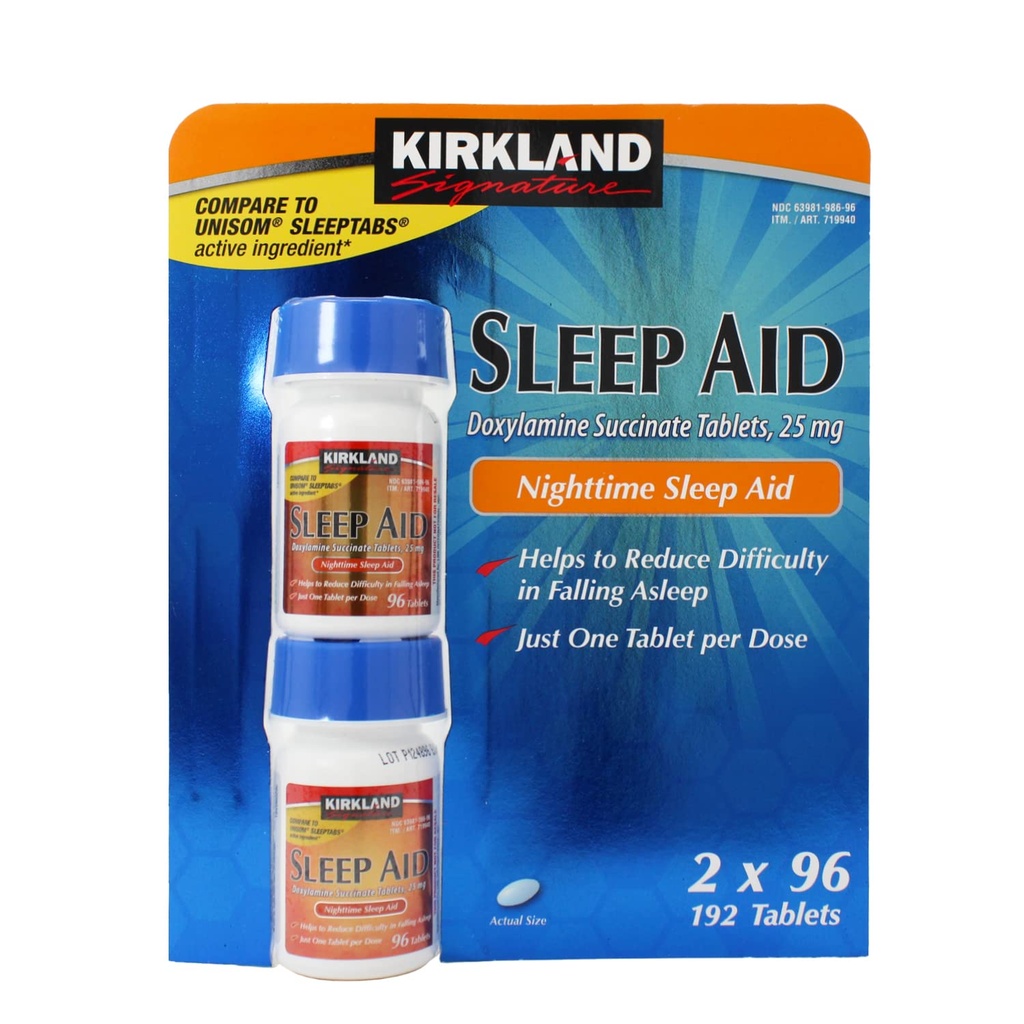 Kirkland Signature Sleep Aid Doxylamín Sukcinát 25 Mg, 192-Count (Pack of 3)