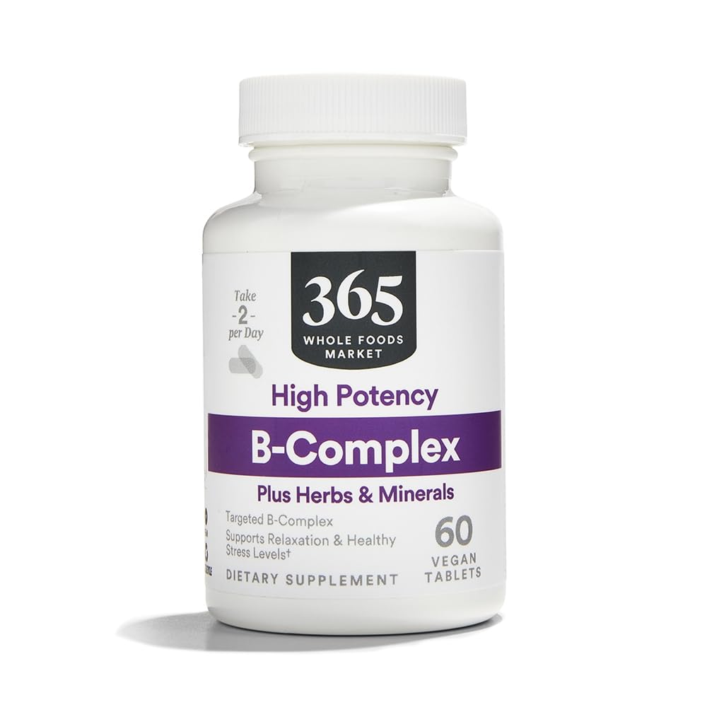 365 Každodenné hodnoty, B Complex Hi Potency w/ Bylinná podpora, 60 ot