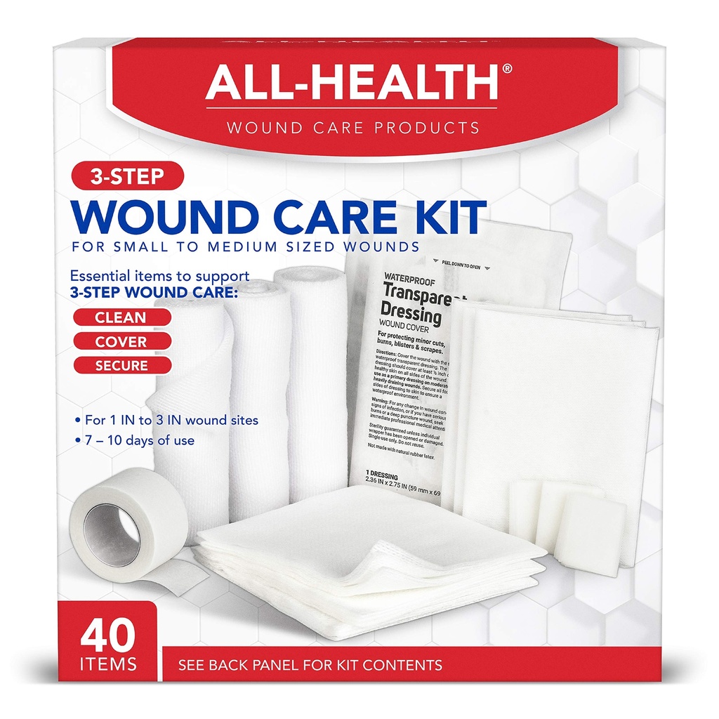 All Health Wound Care Kit & First Aid Supplies, 40 Piece 