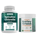 Teaveli Spirulina Chlórella Kapsule a jačmenná tráva Juice Powder Bundle