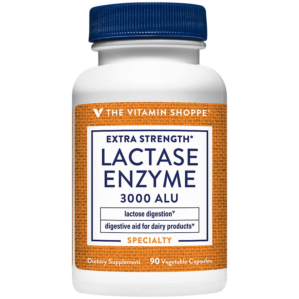 Extra sila Lactáza Enzyme a" Tráviaca pomoc a" 3000 ALU (90 Rastlinné kapsuly)