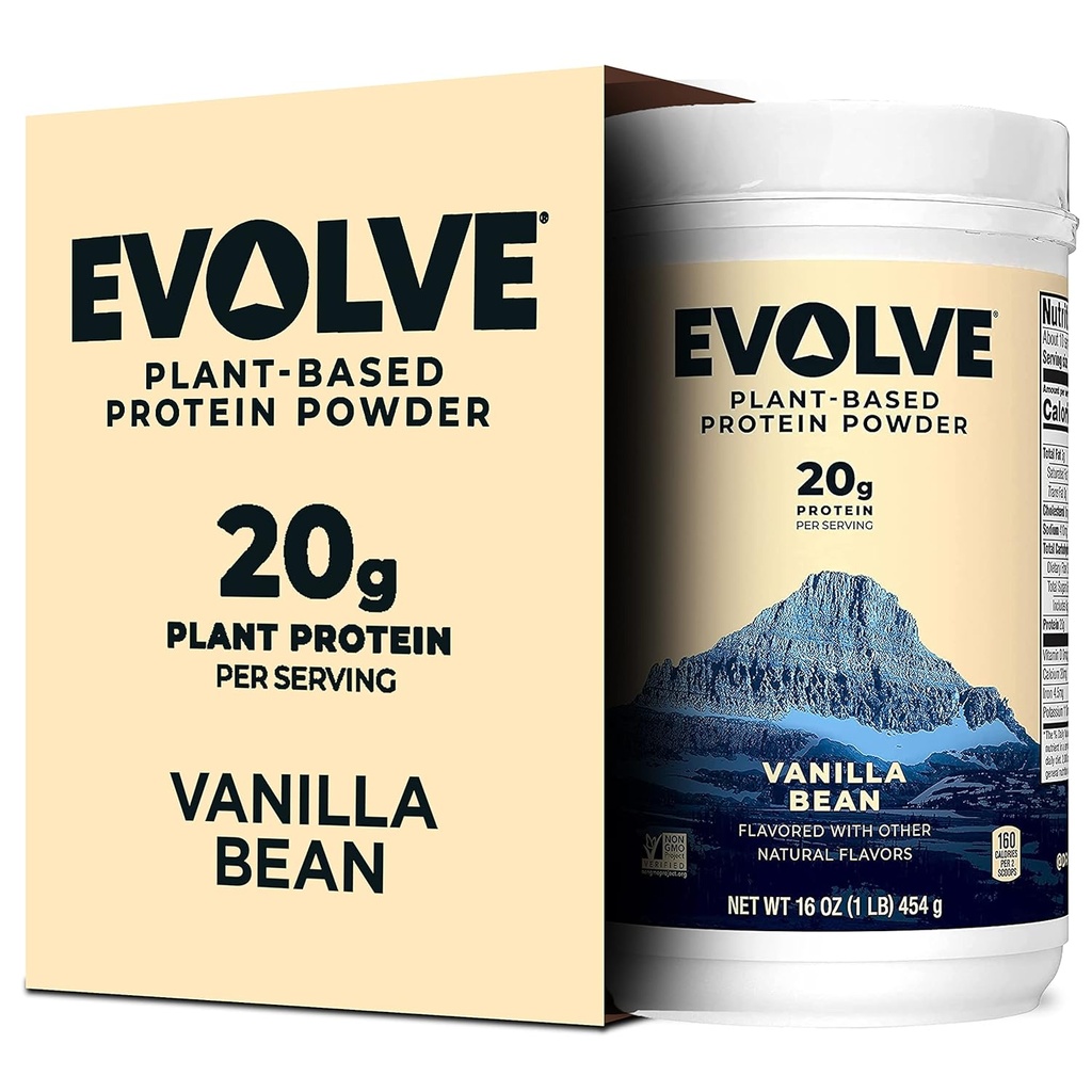 Evolve Protein Powder, Ideal Vanilla, 20g Protein, 1 libra (Pack of 2)