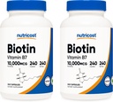 Nutricost Biotin (vitamín B7) 10 000mcg (10mg), 240 Caps (2 fľaše) - Non-GMO, Gluten Free