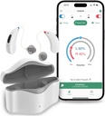 Sluchové pomôcky pre seniorov nabíjateľné, RIC 16 Channel Hearing Aid s Bluetooth pre dospelých, Senior Hearing Aids s inteligentným zrušením hluku, Digitálne zariadenie na pomoc pri sluchu s APP Control, biela