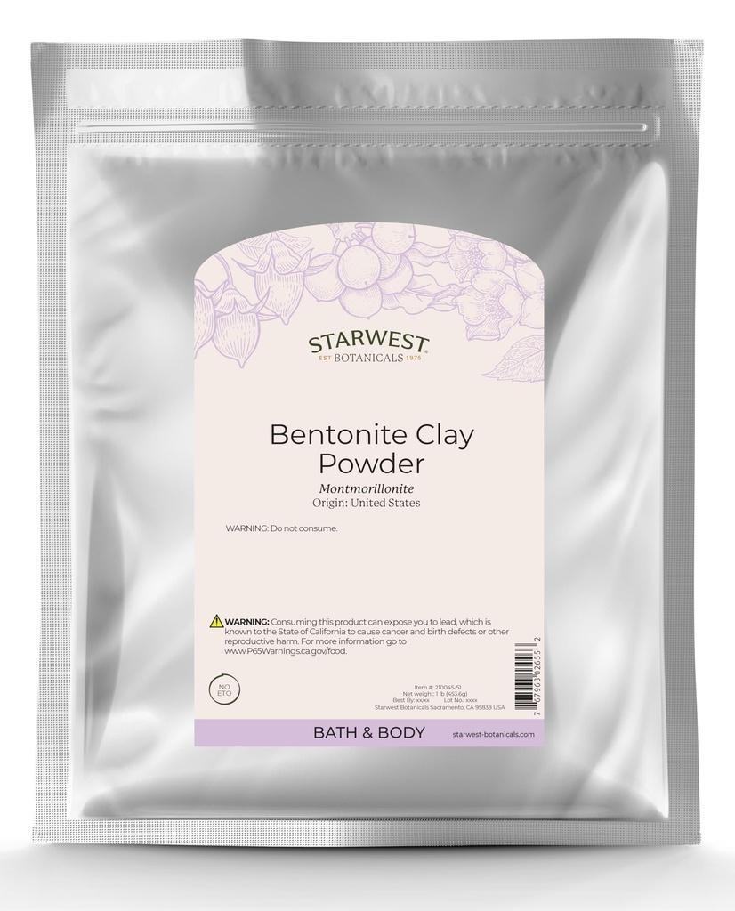 Starwest Botanicals Nátrium Bentonit Clay, 1 libra