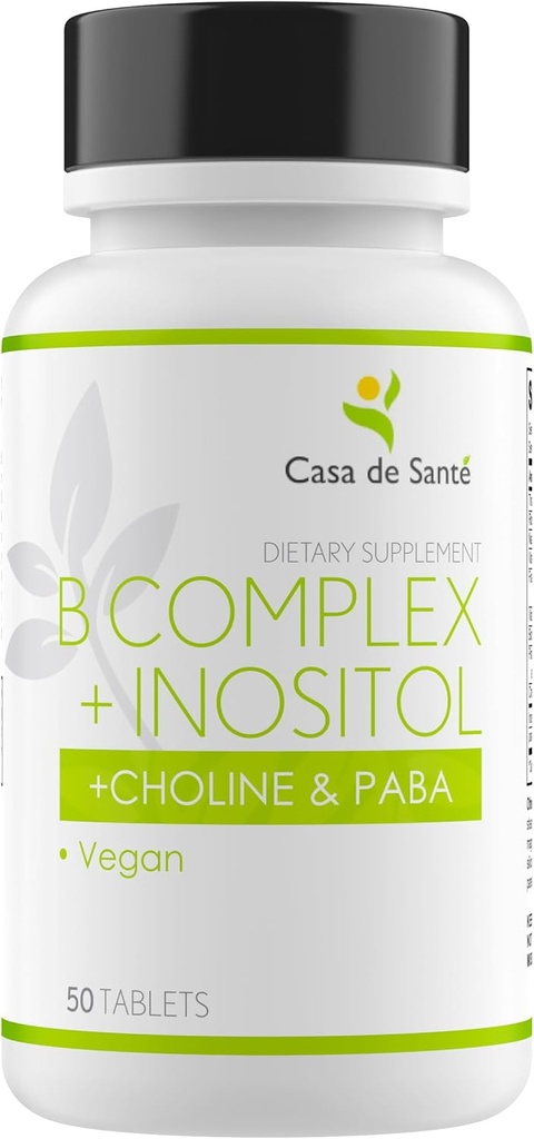 Casa de Sante Low FODMAP Vitamín B-100 Complex + Inozitol + Cholín & PABA, Vegan