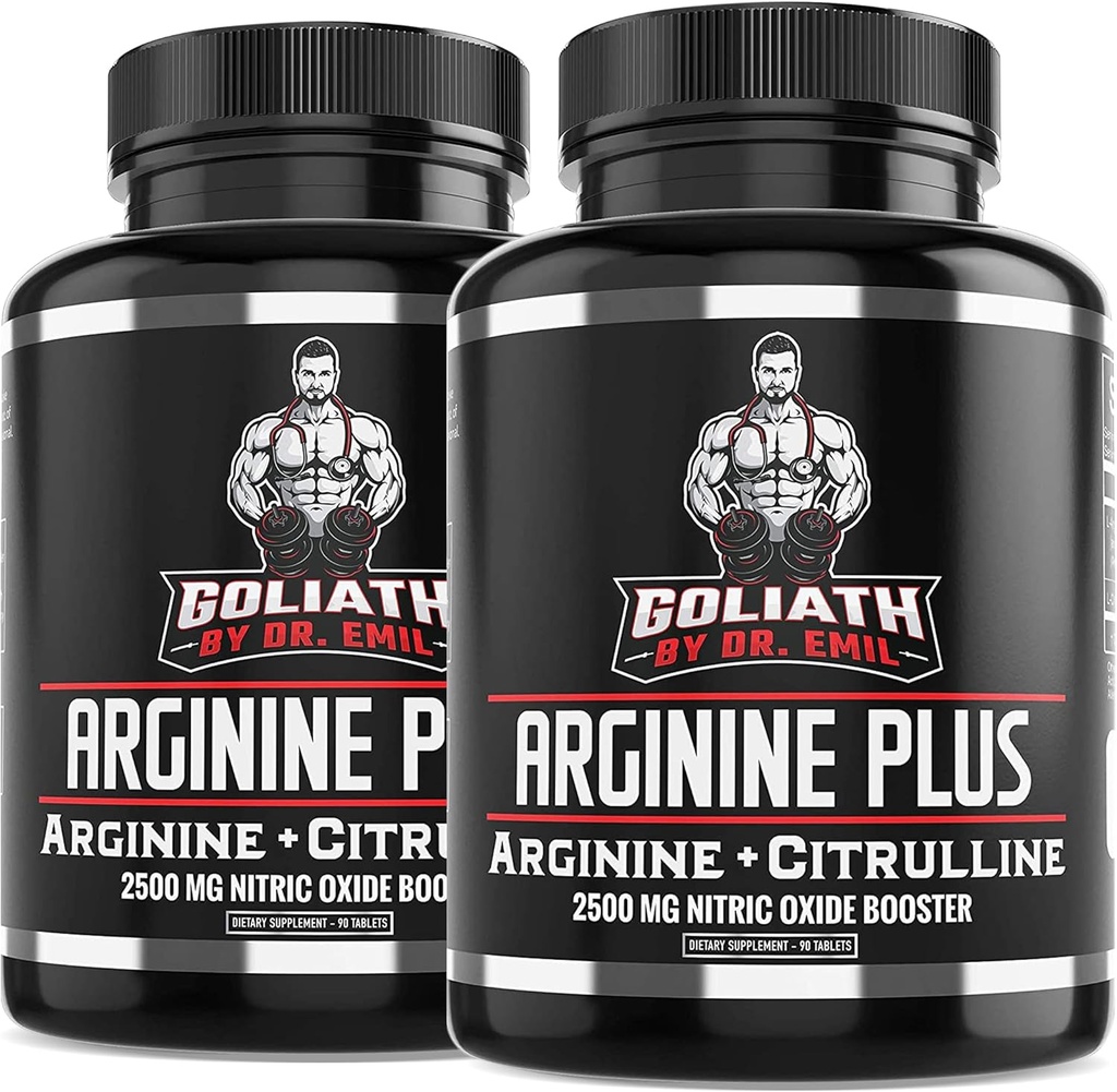 Dr. Emil's ARGININE Plus - L Arginín + L Citrulín - 2500 MG High Dose NO Booster Tablety - Dodatok k oxidu dusnatého pre cievy a zdravie srdca (Arginín AAKG a Citrulínmalát 2:1)
