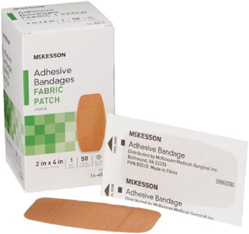 McKesson Adhezívne pásy, Sterilné, Fabric Patch, 2 v x 4, 50 gróf, 1 balenie