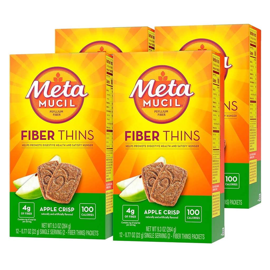 Metamucil Apple Crisp Ochutené vlákna tenké diétne vlákna doplnok s Psyllium Husk, 9.3 Ounce, balenie 4