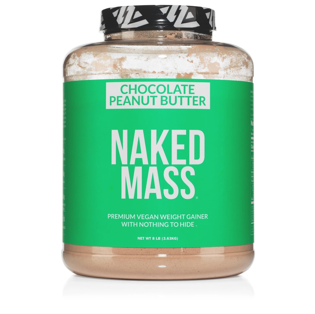 NAKED Vegánska hmotnosť - Čokoládové arašidové maslo - 1,290 Kalórie, nič umelé, všetky prírodné čokoláda PB hmotnosť Gainer Protein Powder, non-GMO, Soy & Gluten Free - 8LB hromadne - 11 porcií
